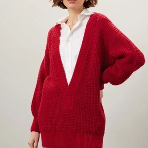 Scotch & Soda Deep Red V-Neck Sweater